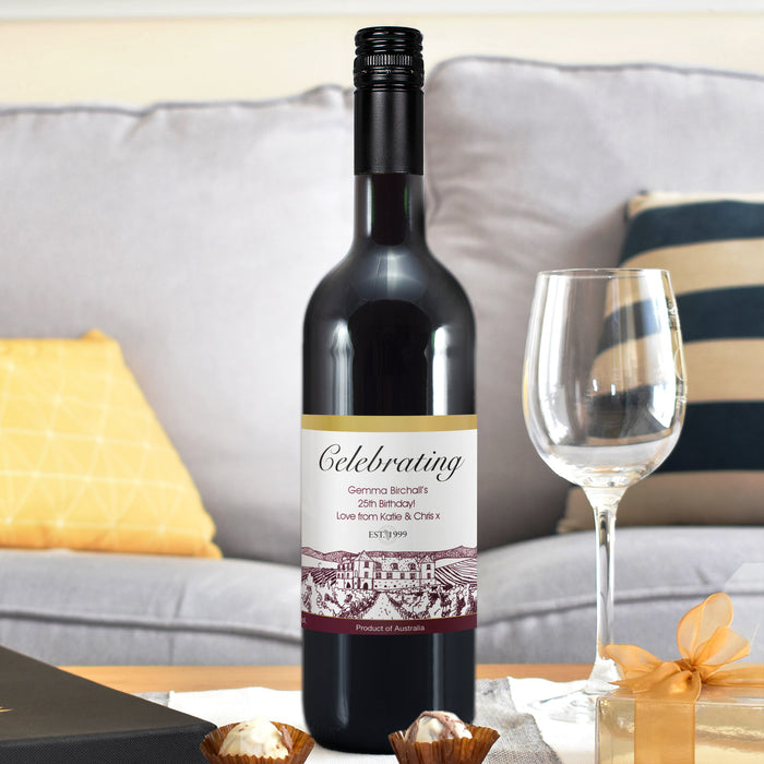 Personalised Free Text Vineyard Red Wine - The Gift Cabin UK