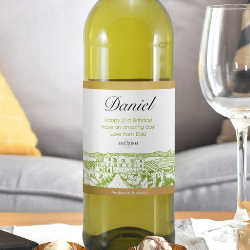 Personalised Free Text Vineyard White Wine - The Gift Cabin UK