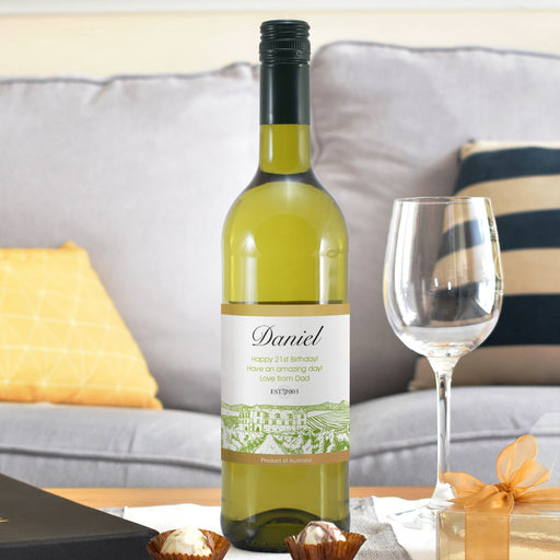 Personalised Free Text Vineyard White Wine - The Gift Cabin UK