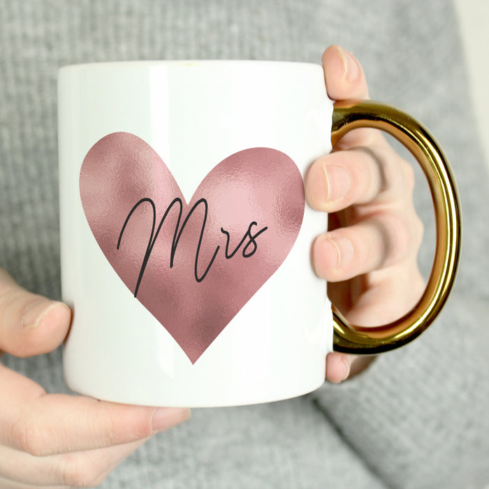 Personalised Heart Gold Handled Mug - The Gift Cabin UK