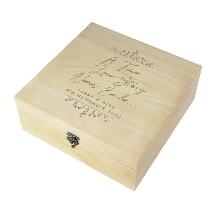 Personalised True Love Story Wooden Keepsake Box