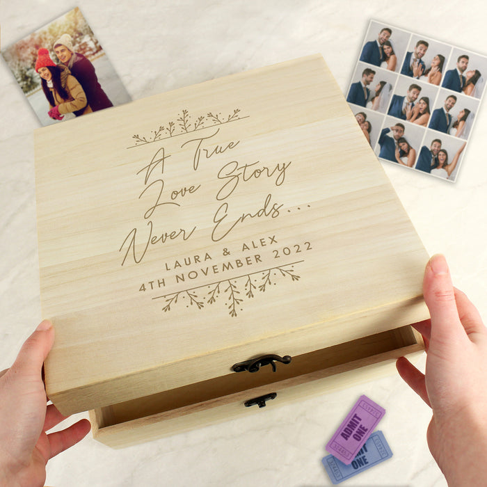 Personalised True Love Story Wooden Keepsake Box