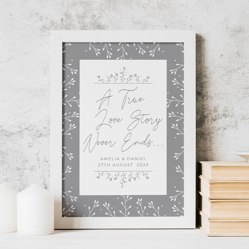 Personalised True Love Story A4 White Framed Print - The Gift Cabin UK