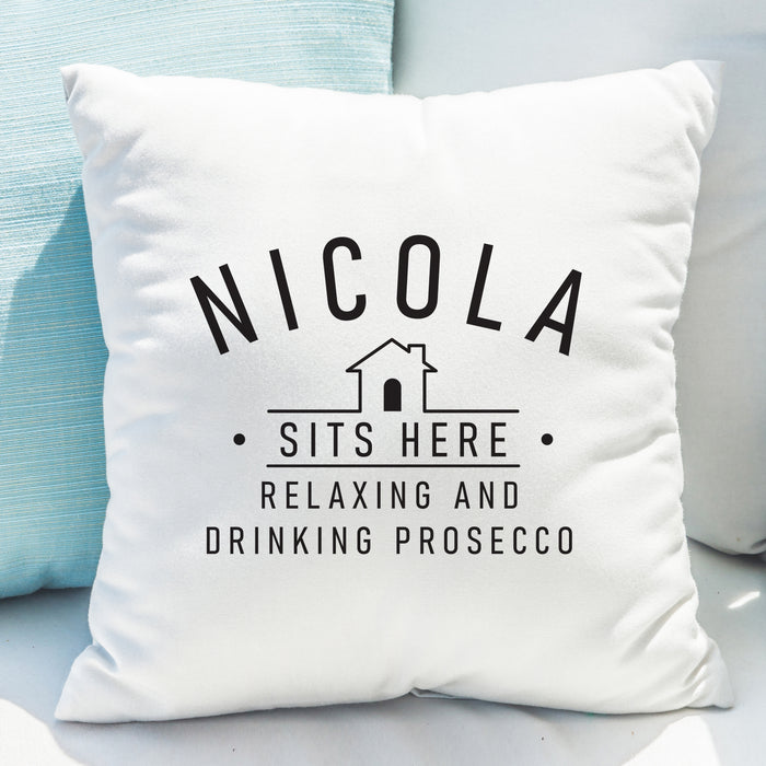 Personalised ...Sits Here Cushion