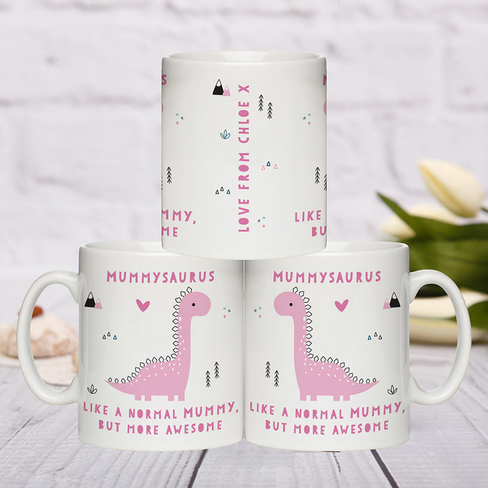 Personalised More Awesome Pink Dinosaur Mug - The Gift Cabin UK