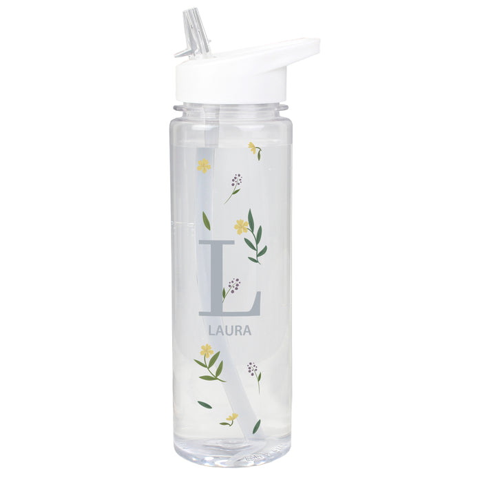 Personalised Floral Initial Water Bottle