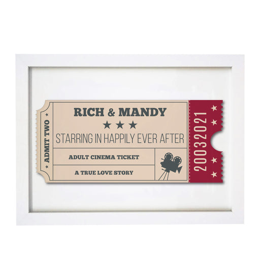 Personalised Cinema Ticket A4 White Framed Print - The Gift Cabin UK