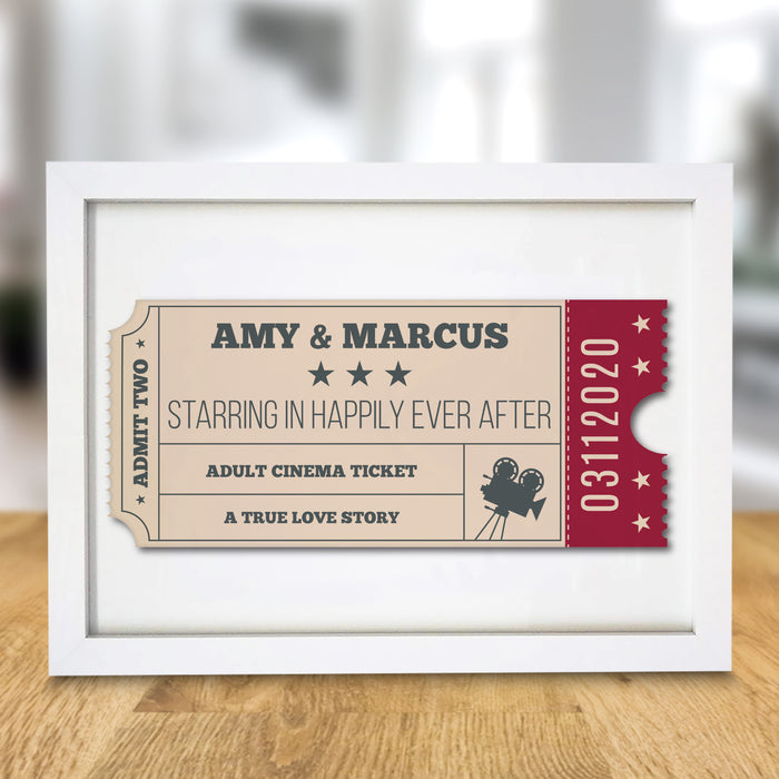 Personalised Cinema Ticket A4 White Framed Print - The Gift Cabin UK