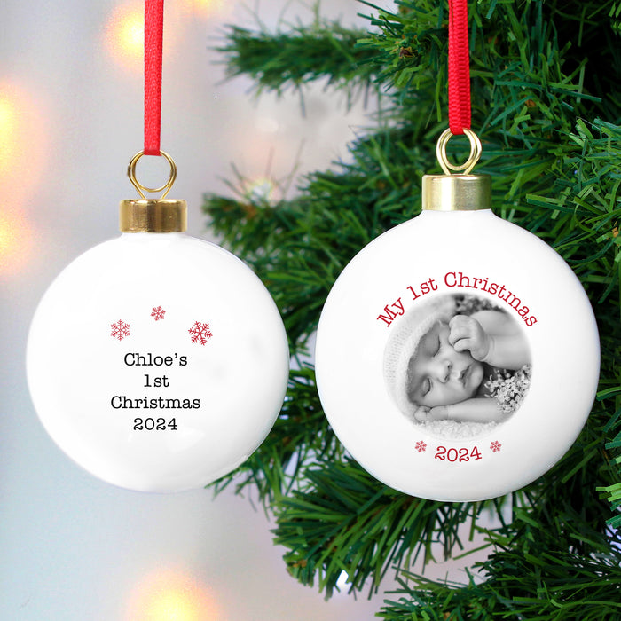 Personalised 1st Christmas Photo Upload Bauble