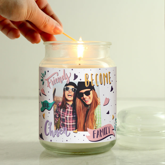 Personalised Chosen Family Photo Upload Large Scented Jar Candle