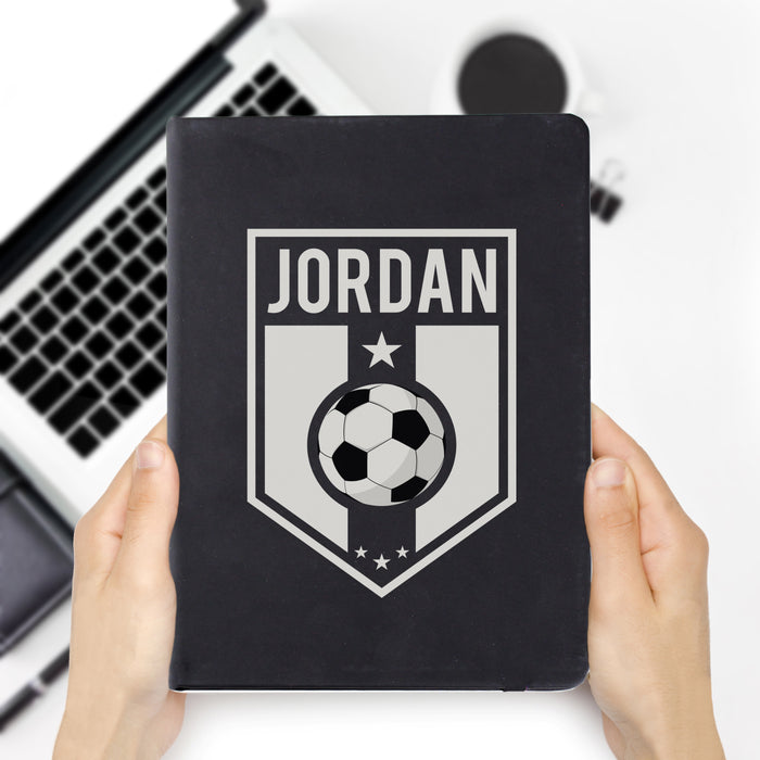 Personalised Football Badge Black Notebook