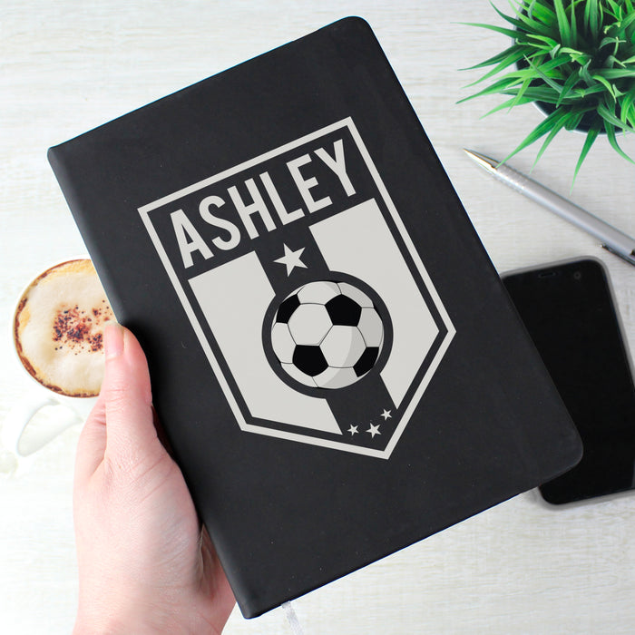 Personalised Football Badge Black Notebook