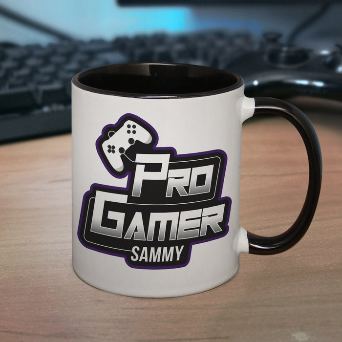 Personalised Pro Gamer Black Handled Mug - The Gift Cabin UK