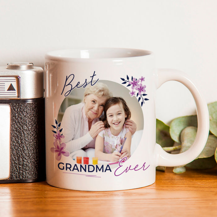 Personalised Floral Best Ever Photo Upload Mug - The Gift Cabin UK