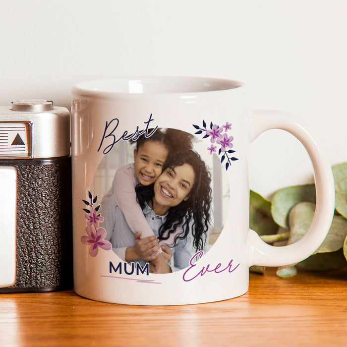 Personalised Floral Best Ever Photo Upload Mug - The Gift Cabin UK