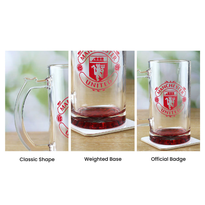 Engraved Official Manchester United 20oz Beer Mug, Gift Boxed - The Gift Cabin UK