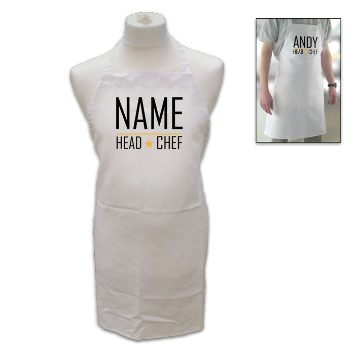 Personalised White Adult Apron - Name, Head Chef - The Gift Cabin UK