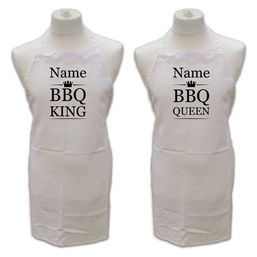 Personalised White Adult Apron, Name - BBQ King or Queen - The Gift Cabin UK