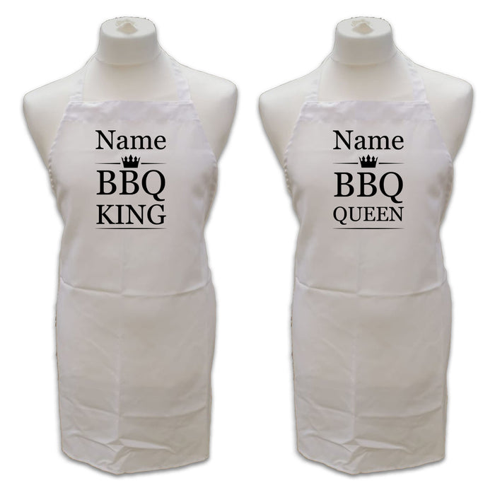 Personalised White Adult Apron, Name - BBQ King or Queen - The Gift Cabin UK