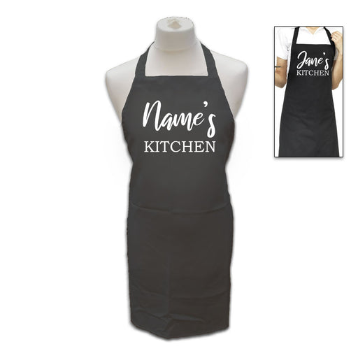 Personalised Black Apron with Name's Kitchen - The Gift Cabin UK