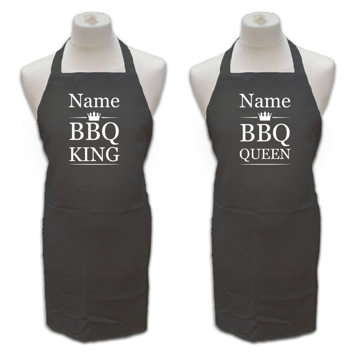 Personalised Black Apron with Name - BBQ King/Queen - The Gift Cabin UK