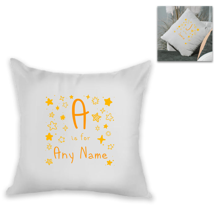 Personalised Cushion - Letter is for Name Design in Yellow - The Gift Cabin UK