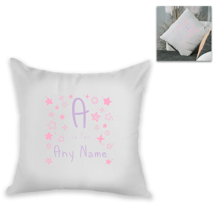 Personalised Cushion - Letter is for Name Design in Pink - The Gift Cabin UK