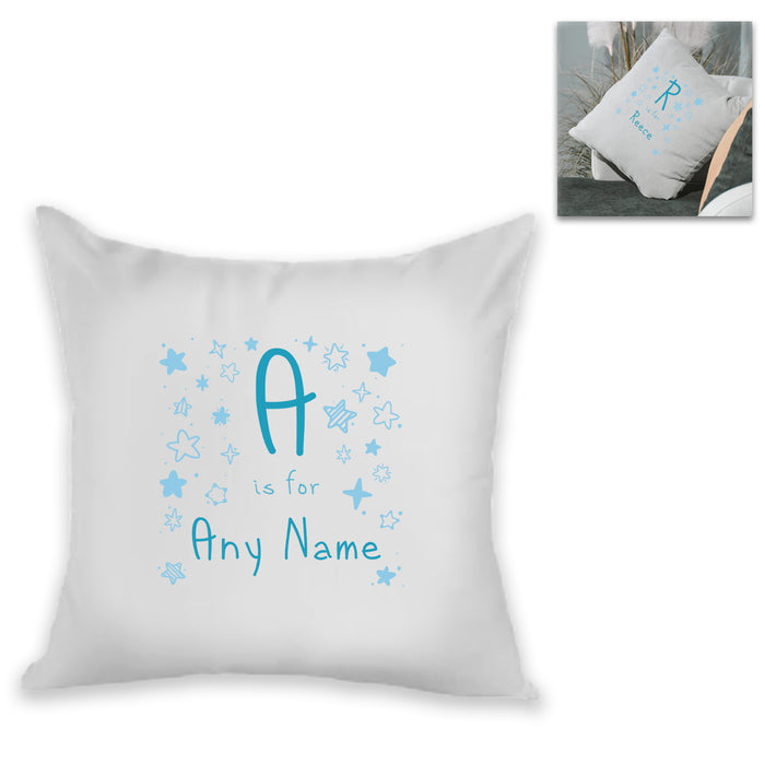 Personalised Cushion - Letter is for Name Design in Blue - The Gift Cabin UK