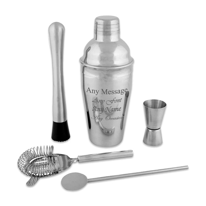 Engraved 5 Piece Cocktail Shaker Set - The Gift Cabin UK