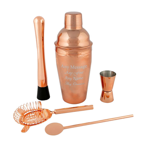 Engraved Rose Gold 5 Piece Cocktail Shaker Set Image 2