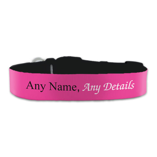 Personalised Large Dog Collar with Pink Background, Personalise with Any Name or Details - The Gift Cabin UK