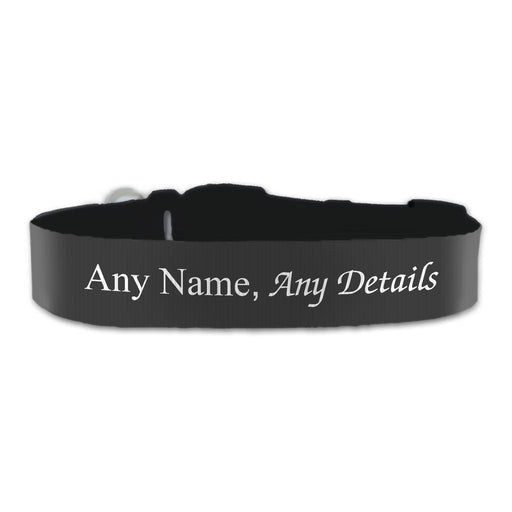 Personalised Large Dog Collar with Black Background, Personalise with Any Name or Details - The Gift Cabin UK