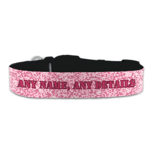 Personalised Large Dog Collar with Pink Camo Background, Personalise with Any Name or Details - The Gift Cabin UK