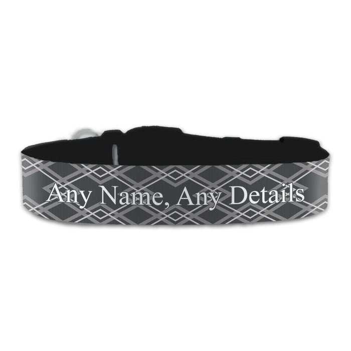 Personalised Large Dog Collar with Dark Deco Background - The Gift Cabin UK