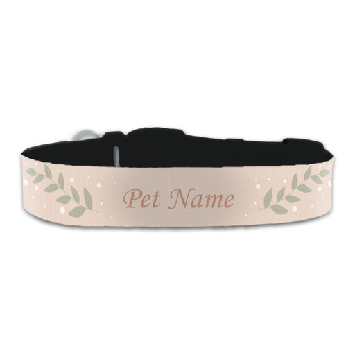 Personalised Large Dog Collar with Botanical Background, Personalise with Any Name or Details - The Gift Cabin UK