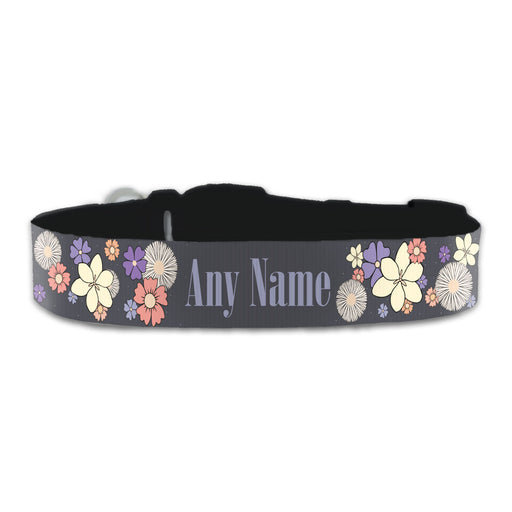 Personalised Large Dog Collar with Floral Background - The Gift Cabin UK