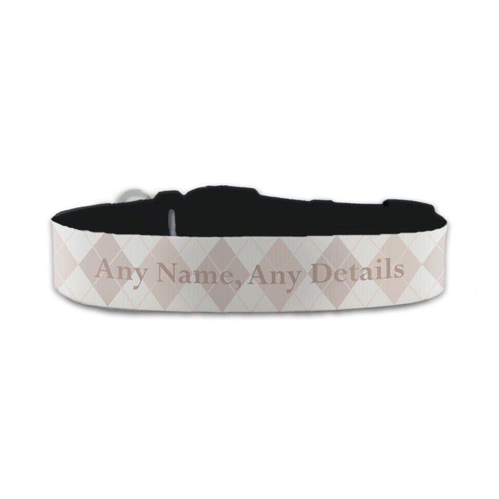 Personalised Small Dog Collar with Square Pattern Background - The Gift Cabin UK