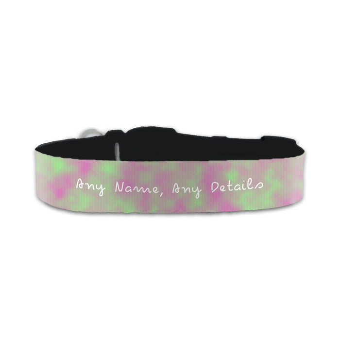 Personalised Small Dog Collar with Pinky Green Background - The Gift Cabin UK