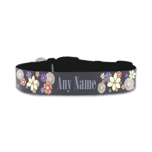 Personalised Small Dog Collar with Floral Background - The Gift Cabin UK