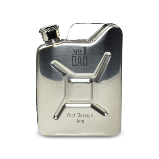 Engraved Silver Jerry Can Hip Flask with No.1 Dad Design - The Gift Cabin UK