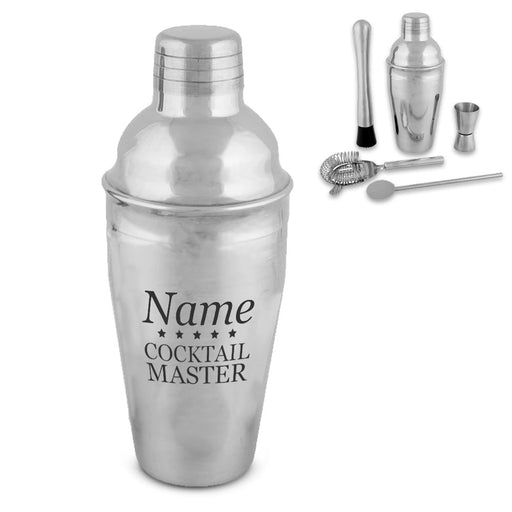 Engraved Cocktail Shaker Set with Cocktail Master Design - The Gift Cabin UK