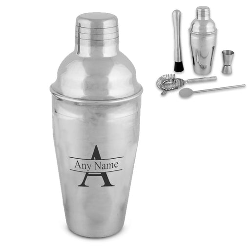 Engraved Cocktail Shaker Set with Initial and Name Design - The Gift Cabin UK