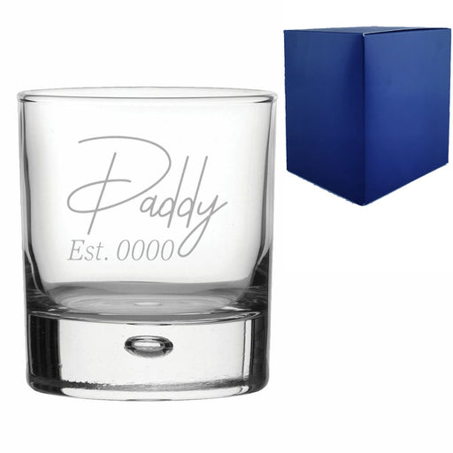 Engraved Bubble Whisky Glass, Daddy Est. Date design - The Gift Cabin UK