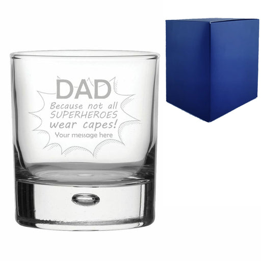 Engraved Bubble Whisky Glass with Superhero Dad design - The Gift Cabin UK