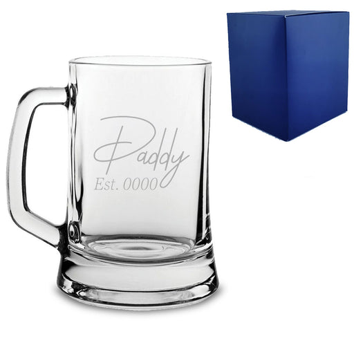 Engraved Beer Mug with Daddy Est. Date design - The Gift Cabin UK