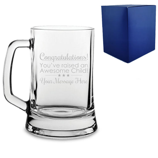 Engraved Beer Mug with Congratulations! You raised an Awesome Child design - The Gift Cabin UK