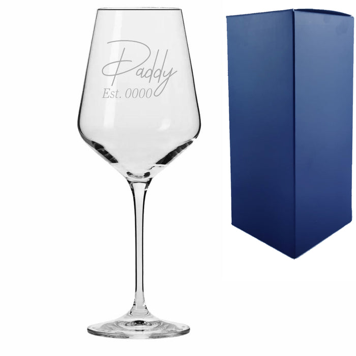 Engraved 390ml Infinity Wine Glass with Daddy Est. Date design - The Gift Cabin UK