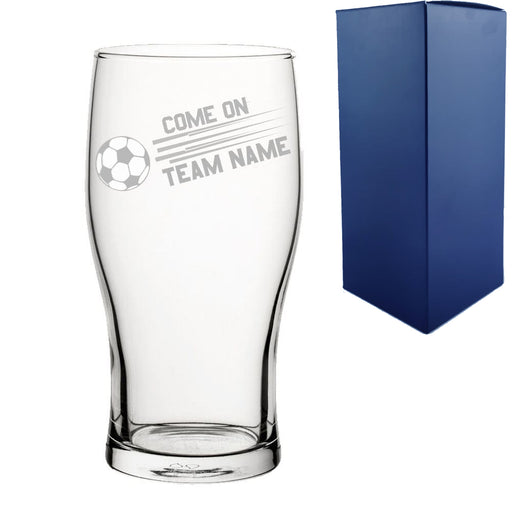 Engraved Football Pint Glass with Come On Straight Football Design - The Gift Cabin UK