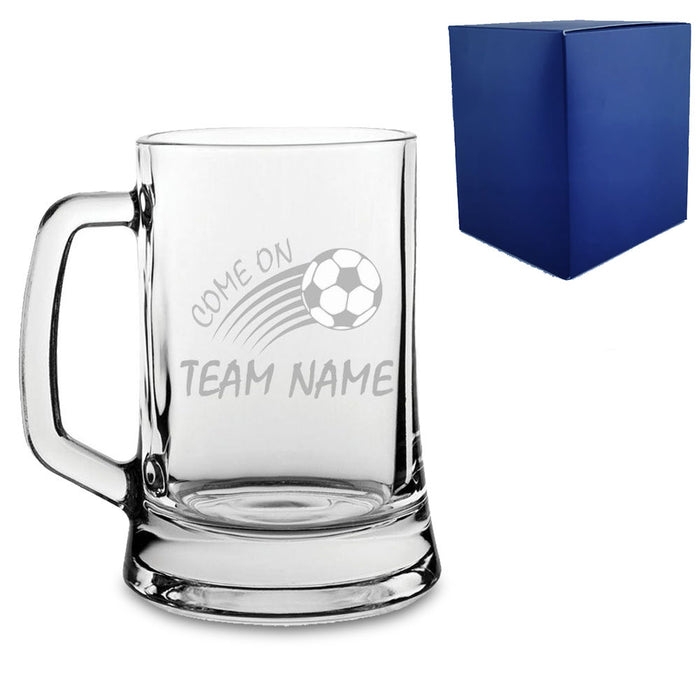 Engraved Football Tankard with Come On Curved Football Design - The Gift Cabin UK