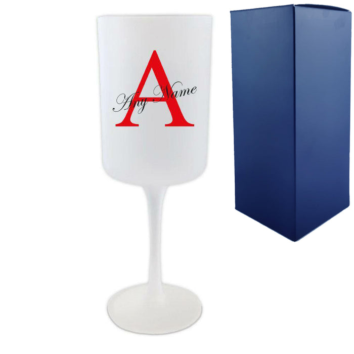 Personalised Frosted Wine Glass with Initial and Name Design - The Gift Cabin UK